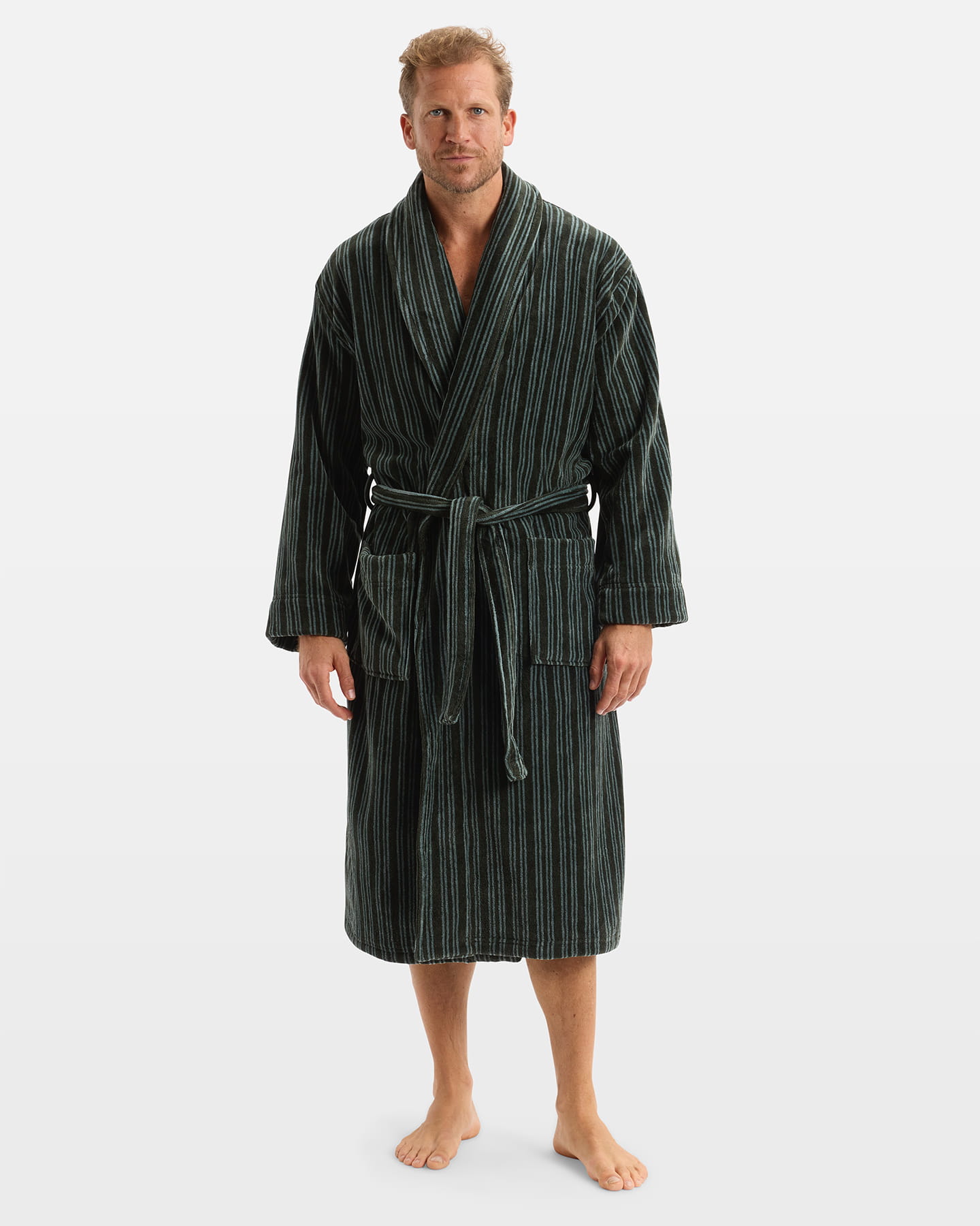 Morgonrock Vindel - Forest Green & Washed Bottle Green i gruppen Badrum / Morgonrockar hos A L V A (1278)