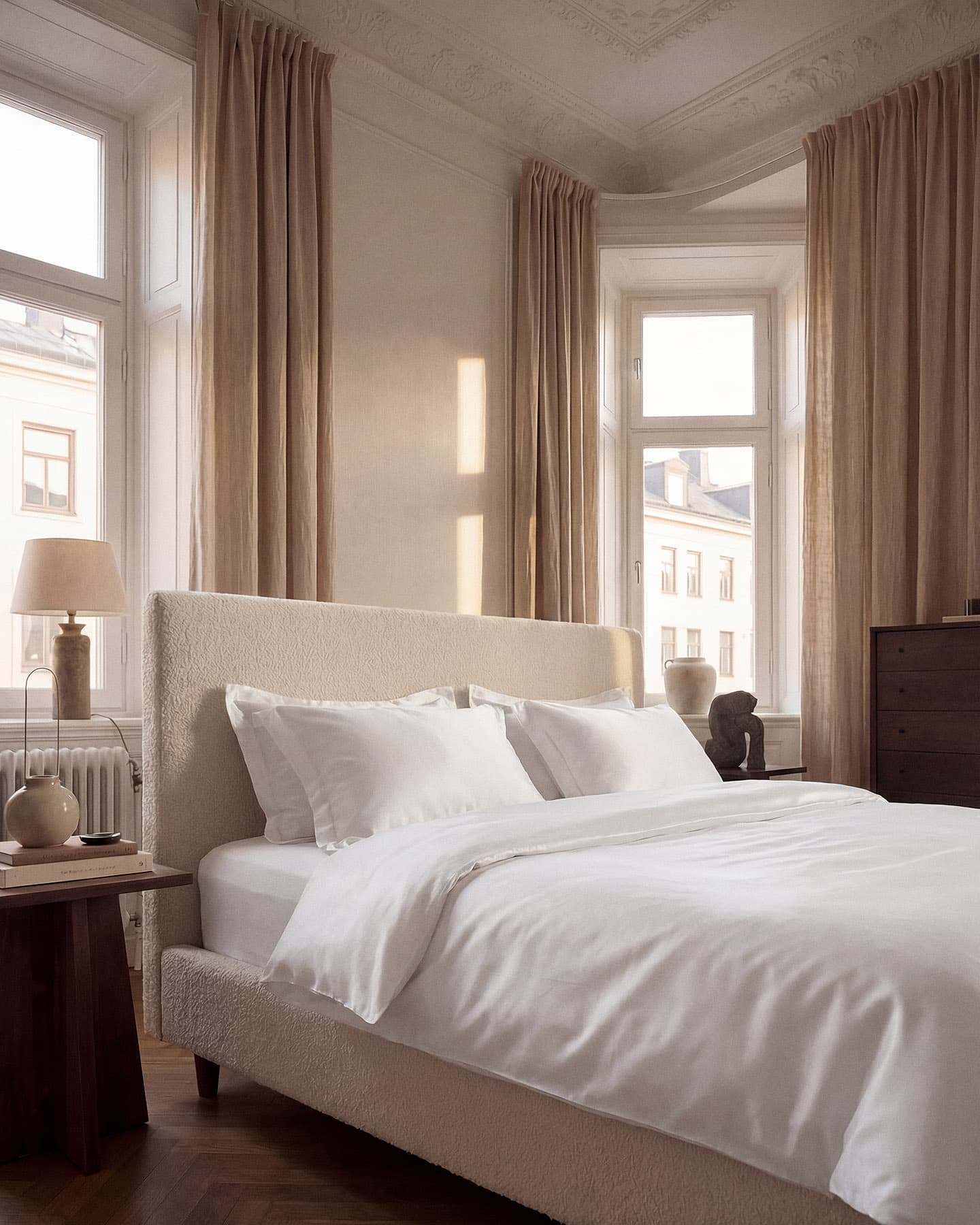 Två påslakan Vidd Cloud White + fyra örngott