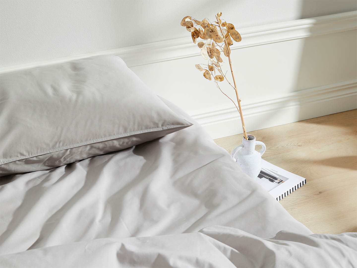 Dra-på-lakan Nejd Percale - Khaki Grey