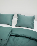 Två påslakan Strimma Washed Bottle Green + fyra örngott